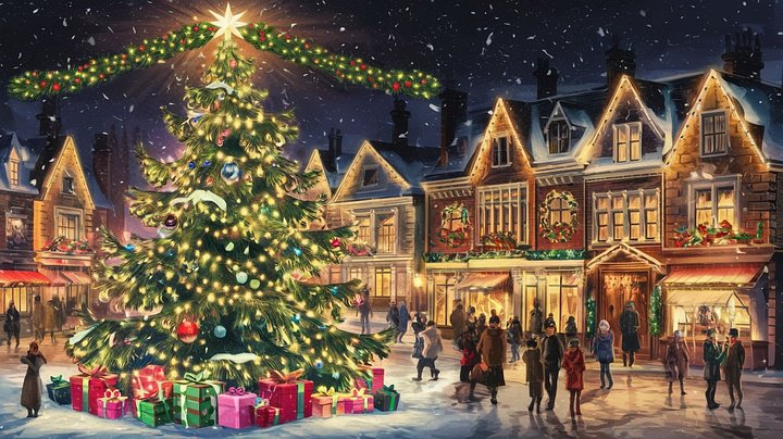 Mesmerizing Christmas Town Square A Festive Winter Wonderland - Frame TV III product image (1)