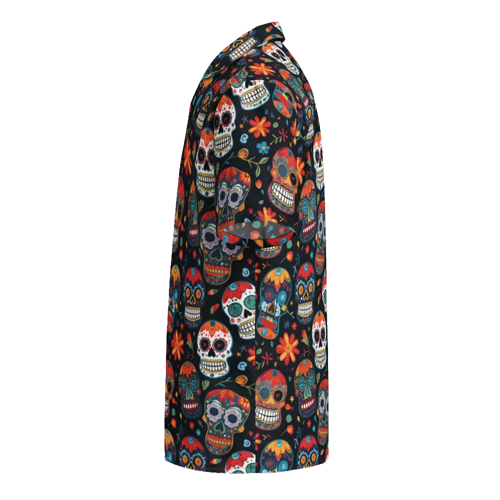 Sugar Skull Pattern-Seamless Day of the Dead Design Hawaiian Shirt product image (3)