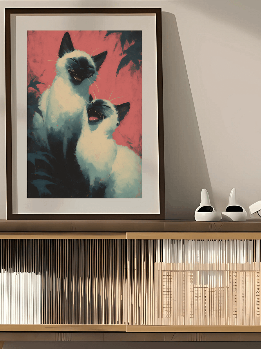 Vibrant Siamese Cat Printable Art 8K JPG product image (2)