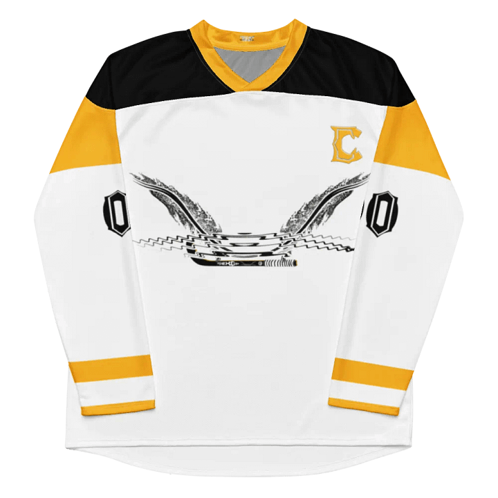 Recycled Hockey Fan Jersey - White - Black HApex Gear Black Logo product image (2)