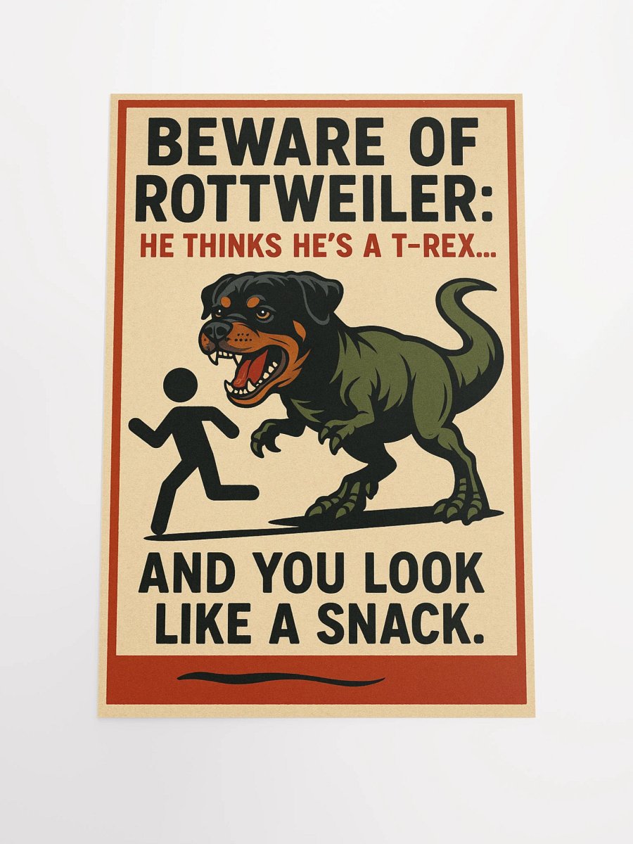 Beware of Rottweiler - He Thinks He's a T-Rex Poster: Transform Your Space! product image (3)