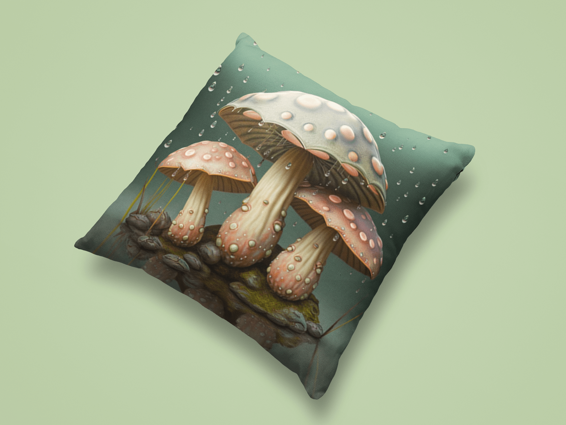 Frog and Mushrooms Rainy Day Pillow product image (4)