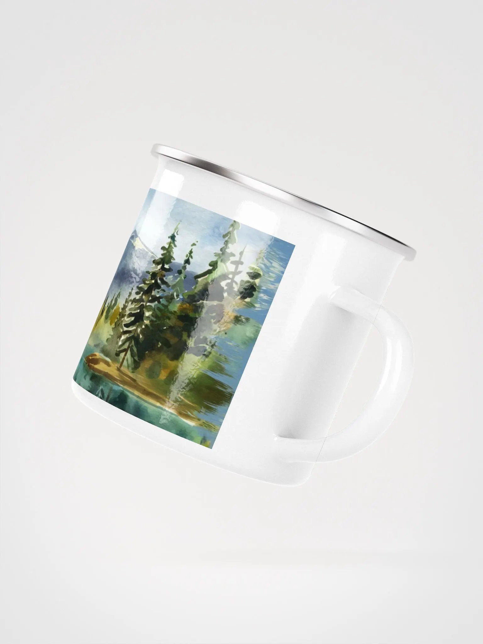 Watercolor Serene Lake Enamel Mug 12oz product image (3)