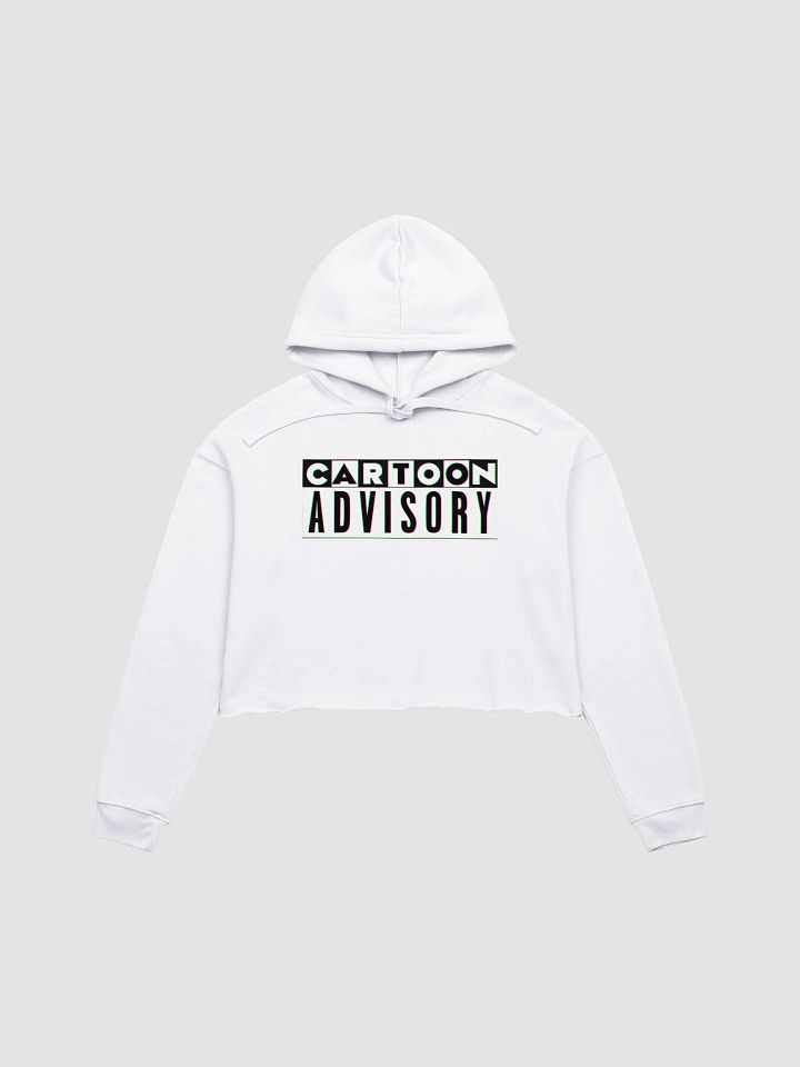 Cartoon Advisory Logo Crop Top Hoodie (W) product image (1)