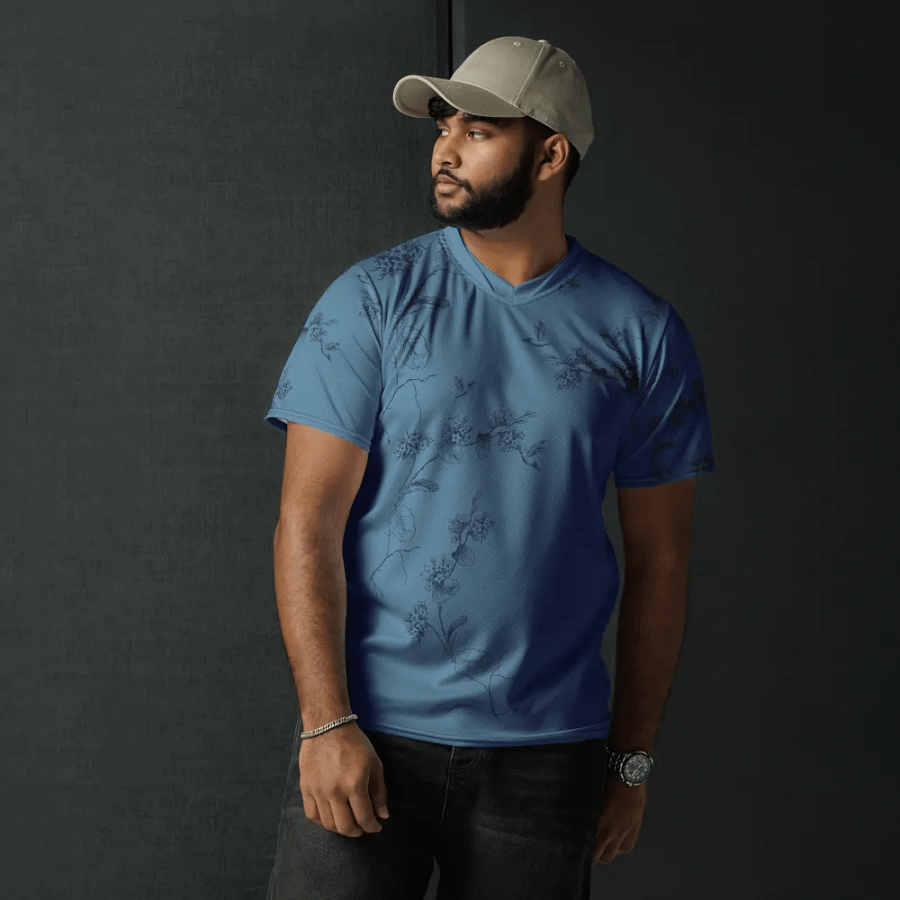 Unisex T shirt with hummingbird design. Muted blue. I del for the outdoors erson who loves birding and nature product image (6)