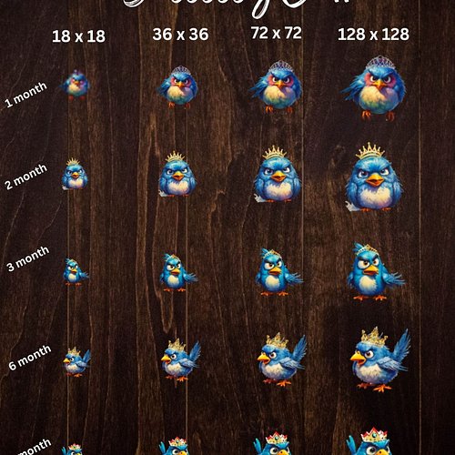 Crazy Bird Sub Badges
8 different badges with 4 different sizes for a total of 32
Check out my Ko-Fi Shop
😘
128x128px to be u...