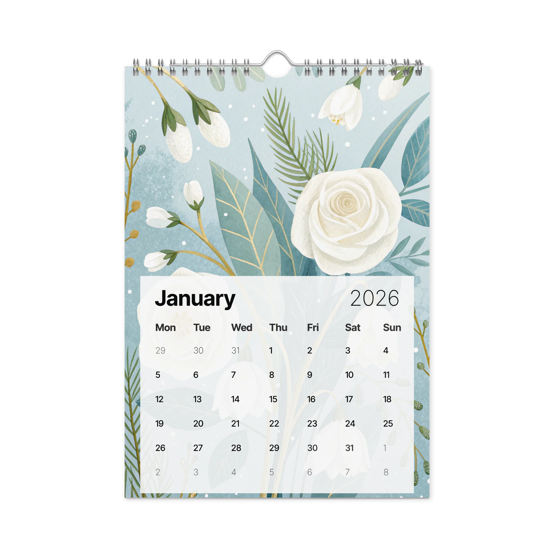 Blooming Seasons – Floral Patterned Wall Calendar 2026 (Gouache Watercolor Edition) product image (6)