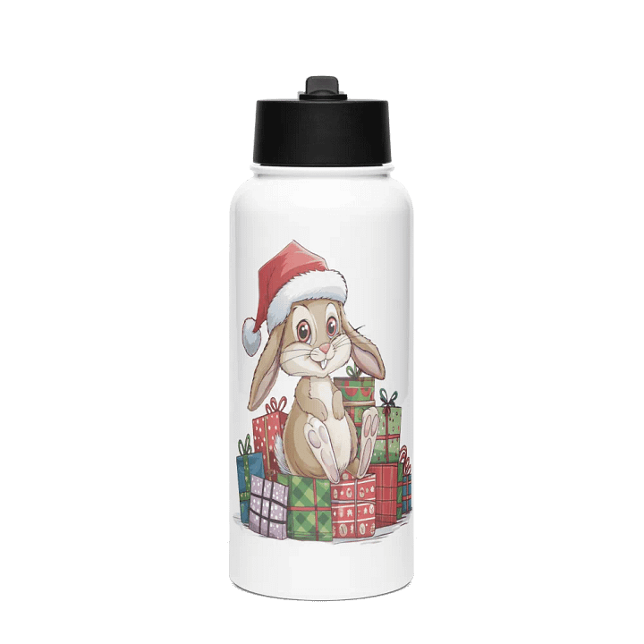 Santa Bunny Stainless Steel Water Bottle with a Straw Lid product image (1)