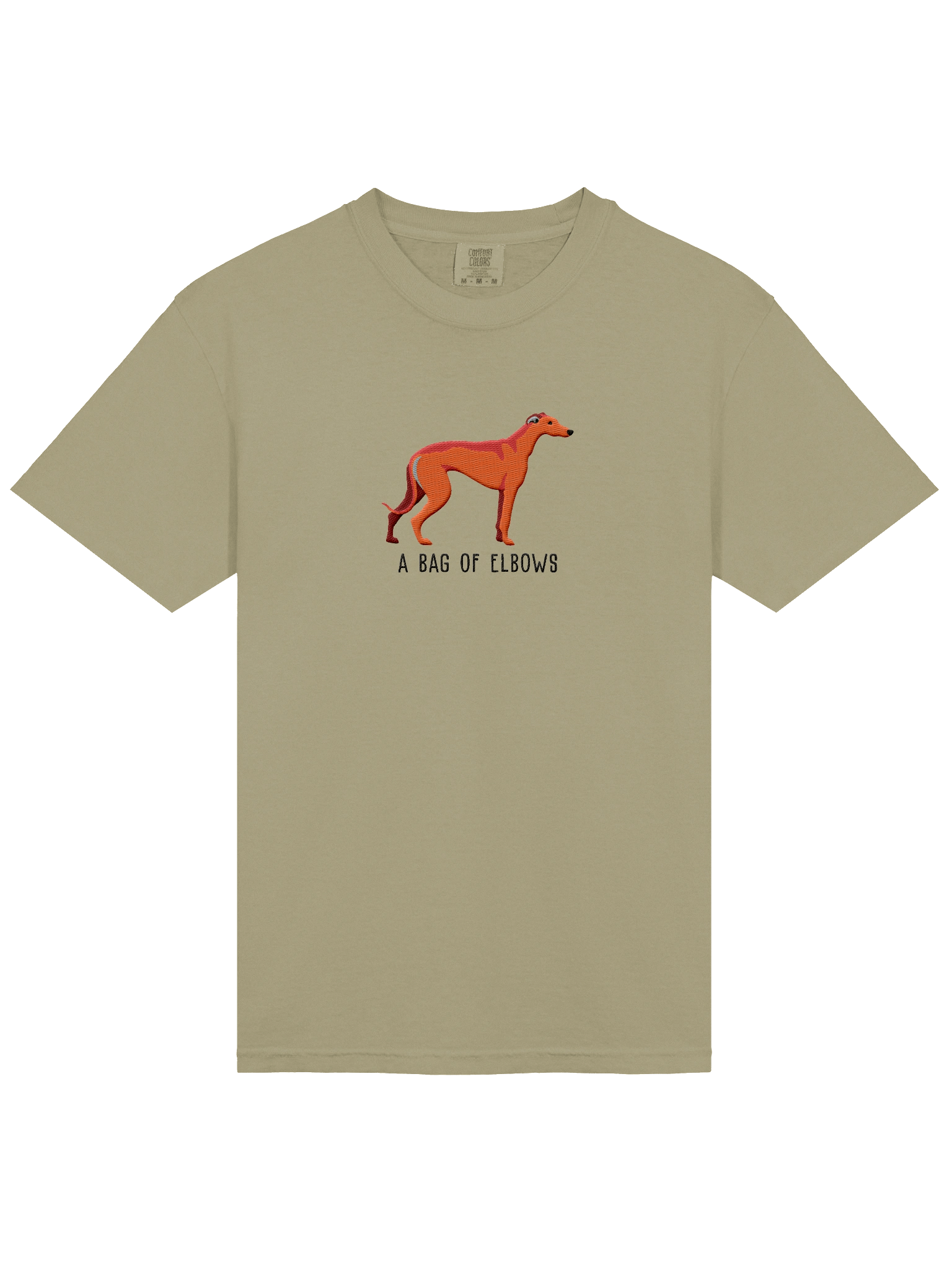 A Bag of Elbows T-Shirt(Embroidered) of a Greyhound(Red) product image (14)