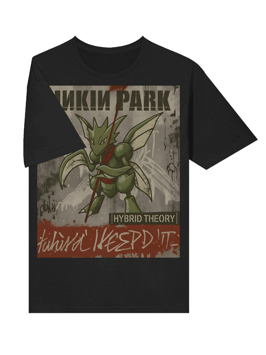 Linkin Park Hybrid Theory Parody Album Cover with Scyther – Pokémon Mashup Art T-shirt product image (37)