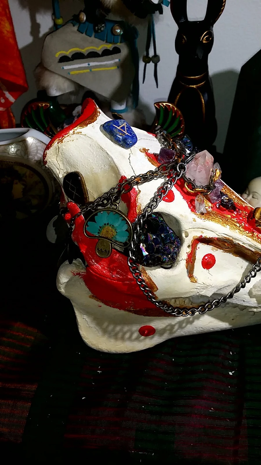 'Galactic Sow' Crystal Warthog Shaman Painted Skull product image (4)