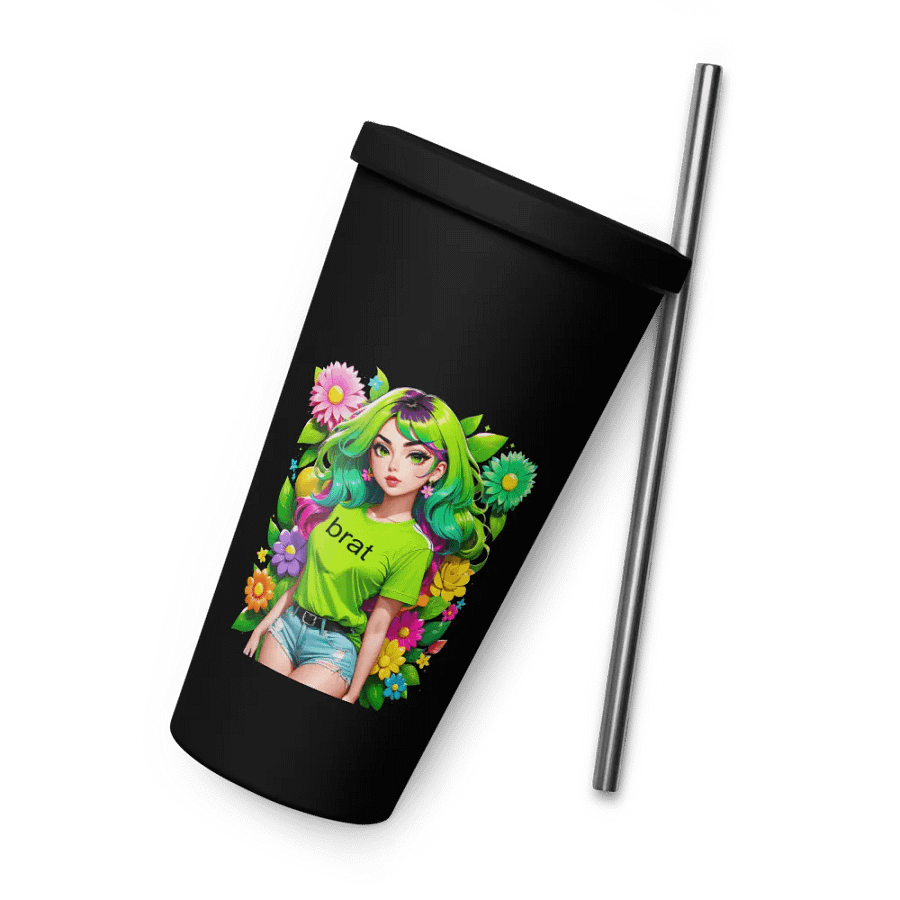 Brat 20 oz Tumbler Cup - Black - Insulated Tumbler with a Straw v4 product image (8)