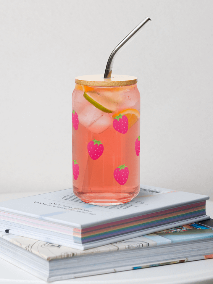 Strawberries on can shaped-glass product image (1)