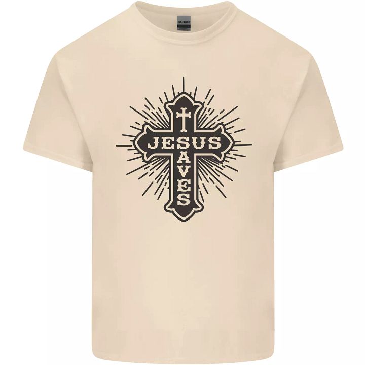 Jesus Saves Cross Christian Christianity Mens Cotton T-Shirt Tee Top product image (1)