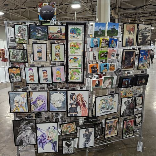 All the art I worked on for #animenorth2024 tomorrow is the last day for gallery momoji so hopefully I don't have to bring it...