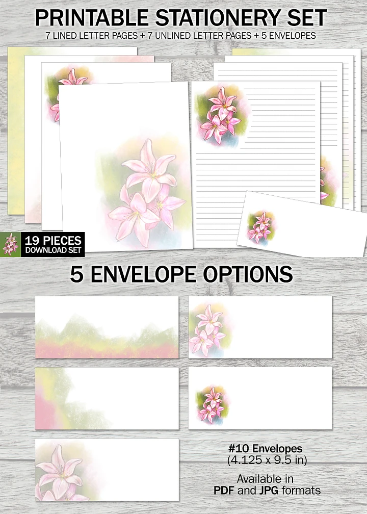 Pink Lily Print-It-Yourself 19-Piece Stationery Pack product image (1)