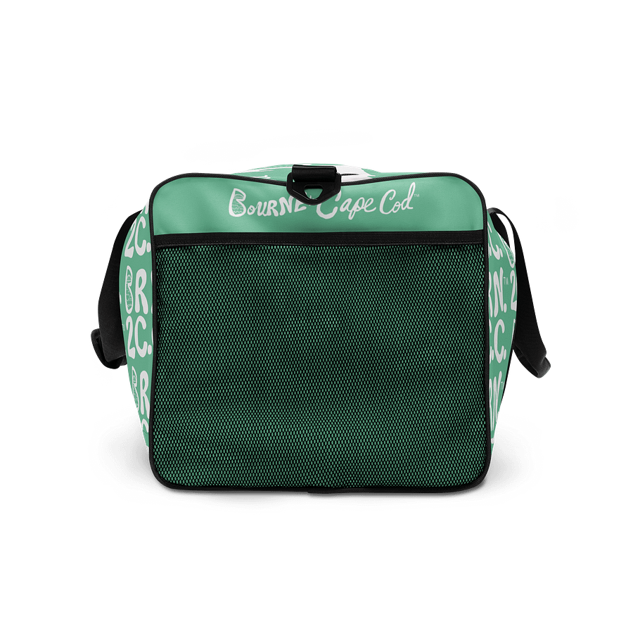 BOURNE to Cape Cod™ | Duffle Bag | BRN.2C.C.™ | Coastal Gym & Travel Gear | 22" All-Over Print Weekender | White Logos on Vista Blue Green product image (7)