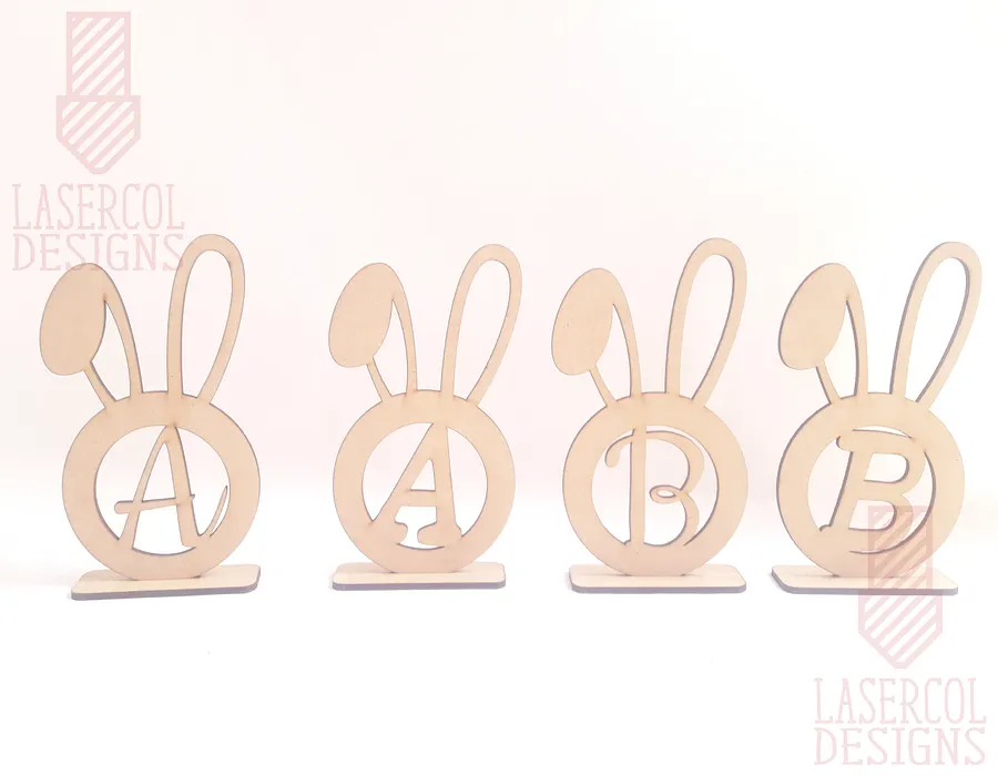 Easter Bunny Monogram with Stand - Laser Cut Files product image (2)