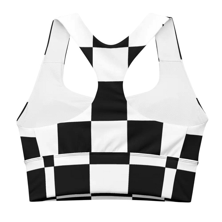 Black and White Big Squares/All-Over Print Longline Sports Bra by Sublicolor product image (2)