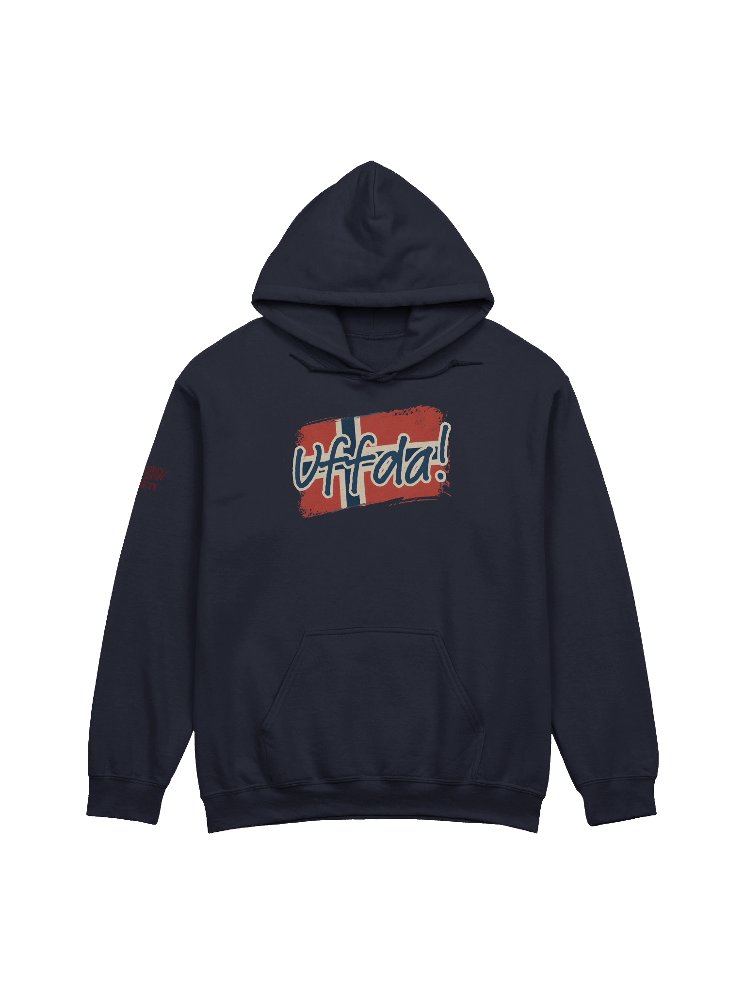 Rustic 'Uffda!' Norwegian Flag Hoodie product image (1)