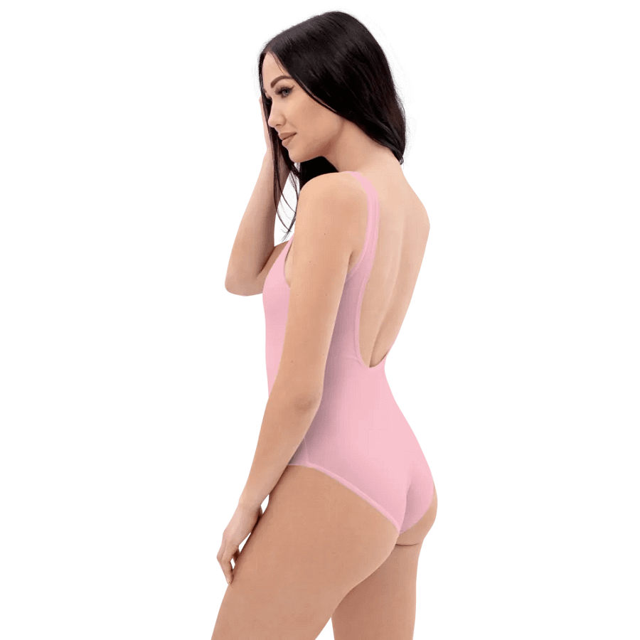 Plain Color Pink One-Piece Swimsuit product image (3)