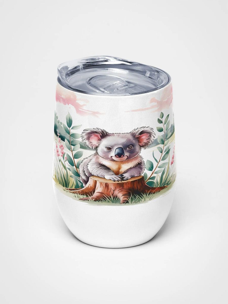 Gentle Koala in Eucalyptus 12 Oz Wine Tumbler – Serene Koala & Wildflower Watercolor Design product image (5)