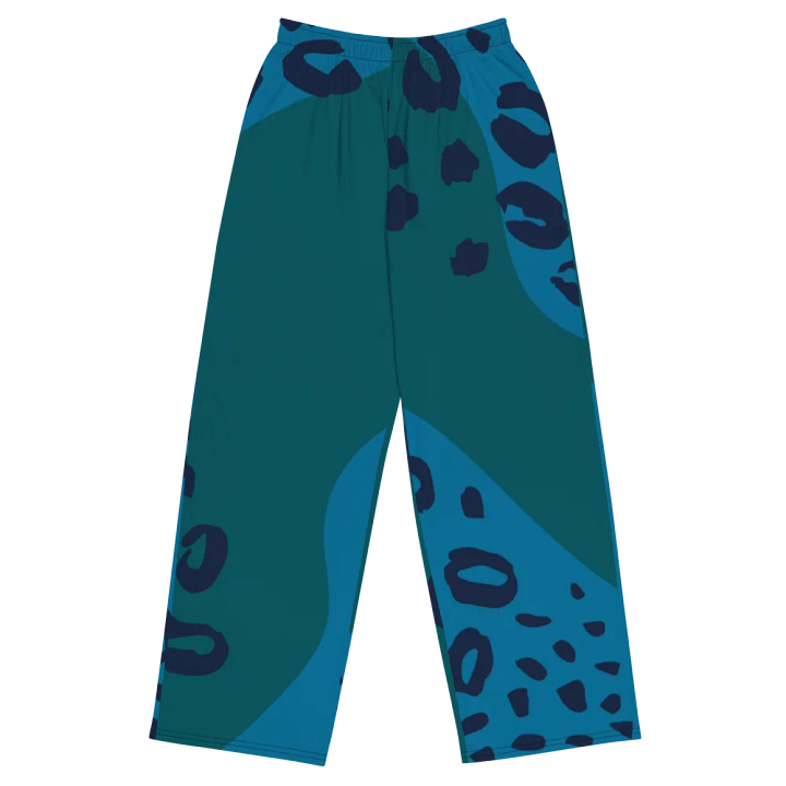 Organic Teal Spots Wide-Leg Pants product image (1)