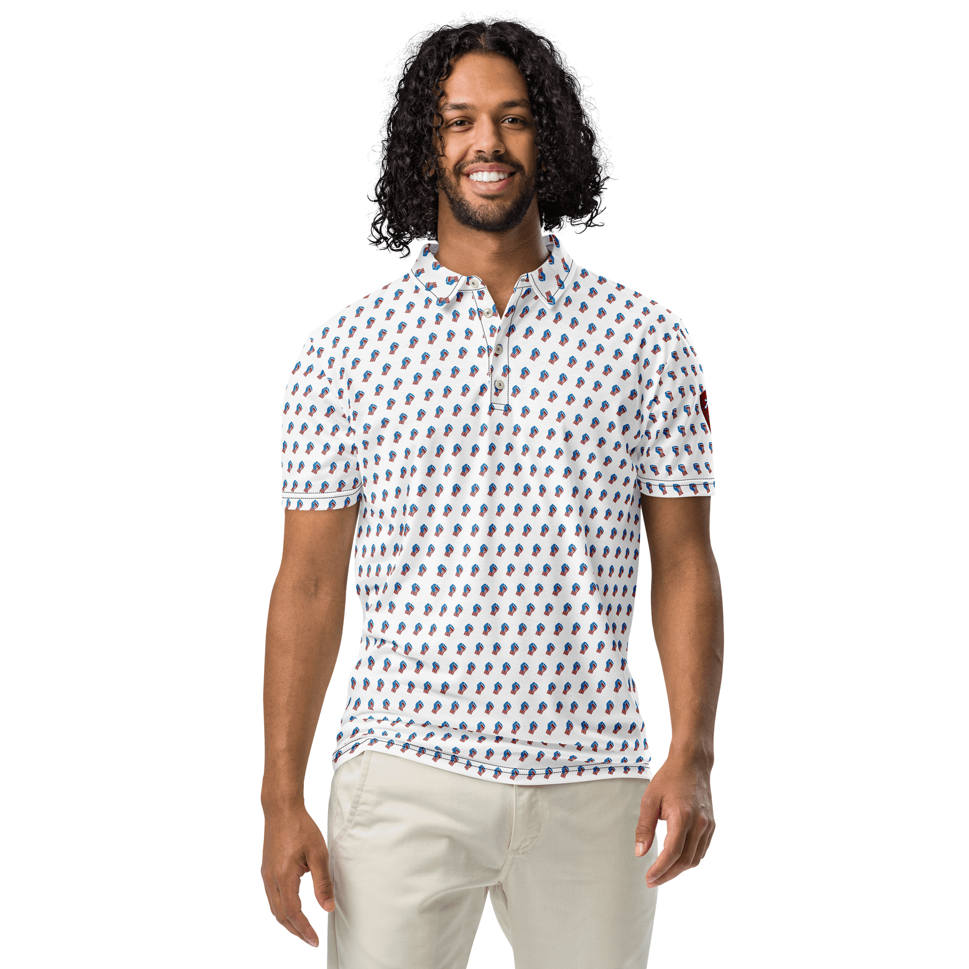 TFOT SlimFit America 1st White Fist Polo Shirt product image (4)