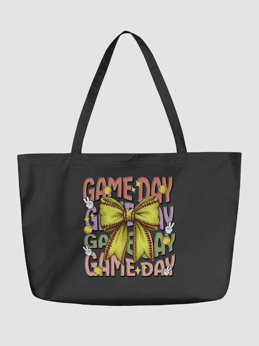 Game Day Bow Softball Fun Organic Tote product image (2)