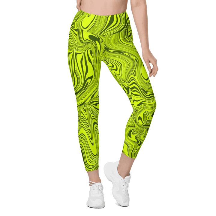 Leggings with Pockets - Abstract Yellow Swirls product image (1)