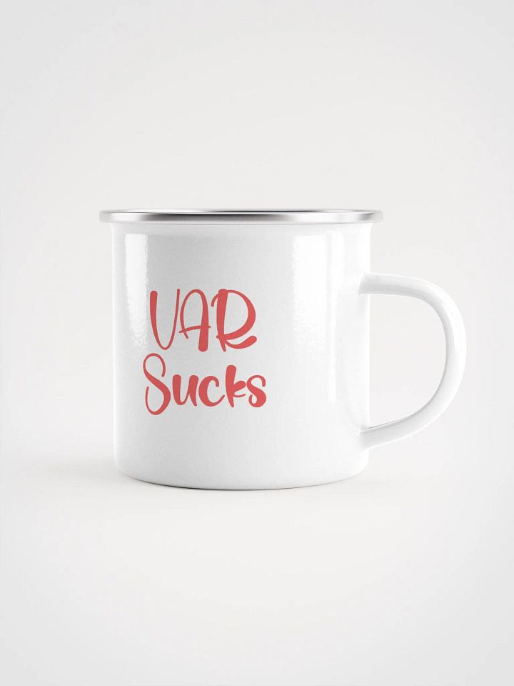 Bold Red 'VAR Sucks' Enamel Mug product image (1)