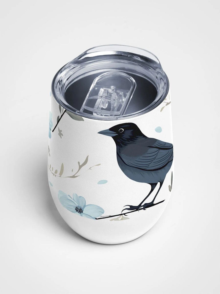 Wine Tumbler with a Crow and Blue Flowers product image (4)