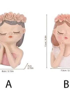 Fairy Head Girl Adorable Succulent Planter Pot, Indoor/Outdoor Plant Pot, Perfect Gift For Female Plant Enthusiast (Set Of 2) product image (4)