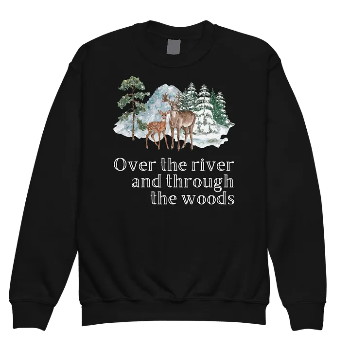 Over the River and Through the Woods Winter Holiday Youth Crewneck Sweatshirt product image (2)