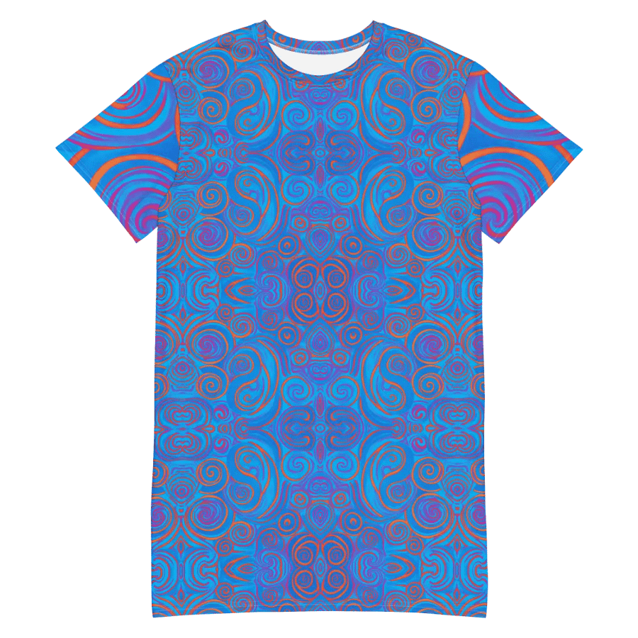 Funky Blue Dreams Liquid Tie-Dye T-shirt Dress product image (4)