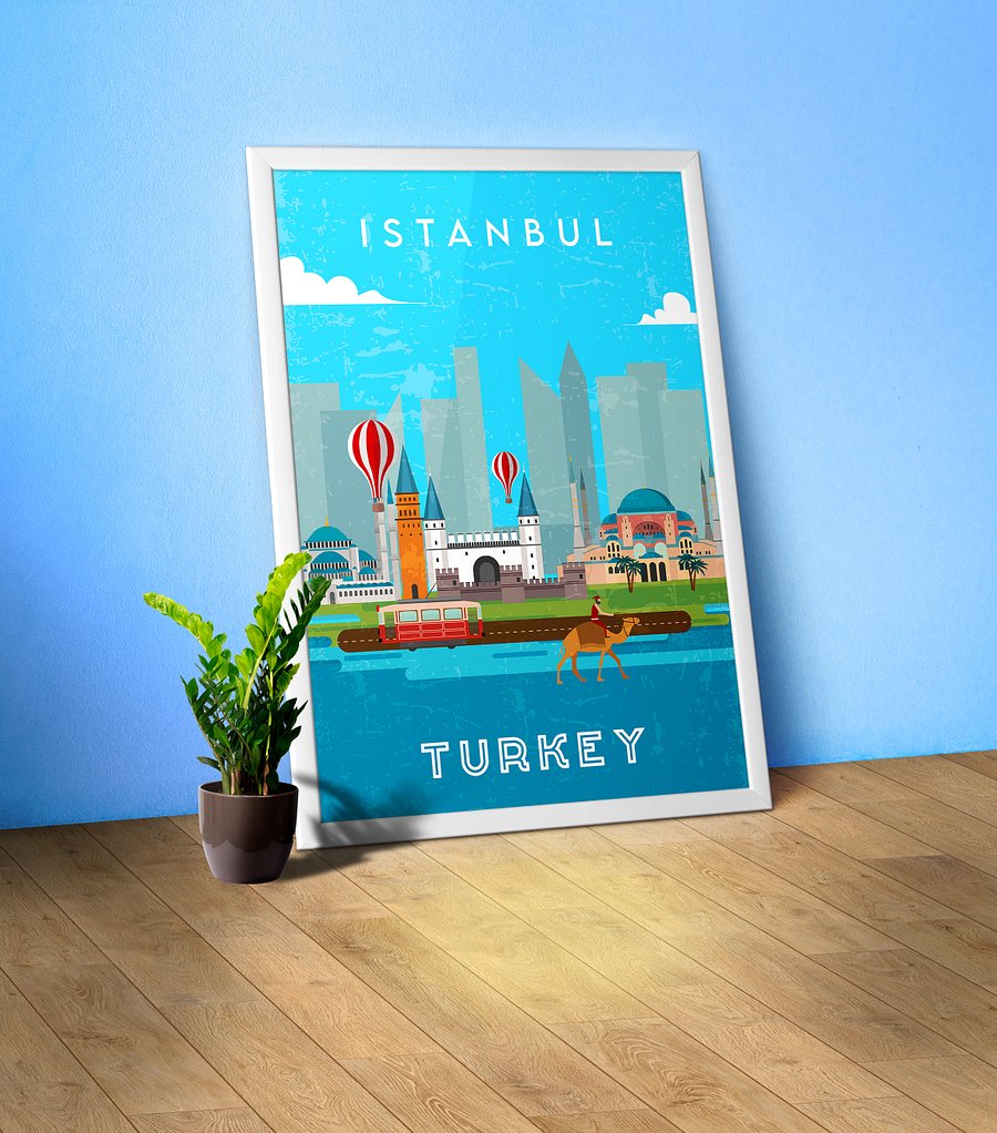 Istanbul, Turkey — Retro travel minimalist poster, retro travel art product image (1)
