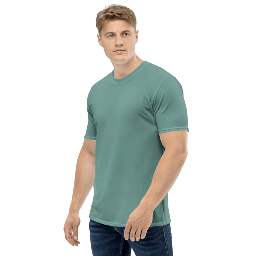 Plain Medium Teal Green Soft Summer Men's Crewneck Polyester Heavyweight Premium T-Shirt by Treasure Pie product image (5)