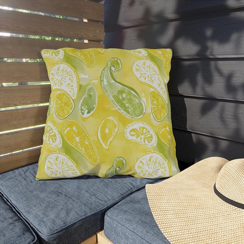 Citrus Print Outdoor Pillow: Lemon & Lime Garden Decor by CCICreativeStudio