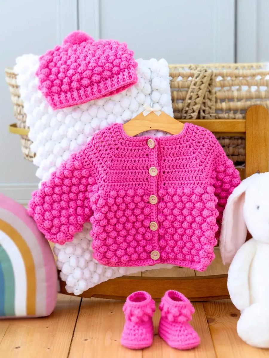 Crochet Pattern: Bobble Baby Cardigan product image (10)