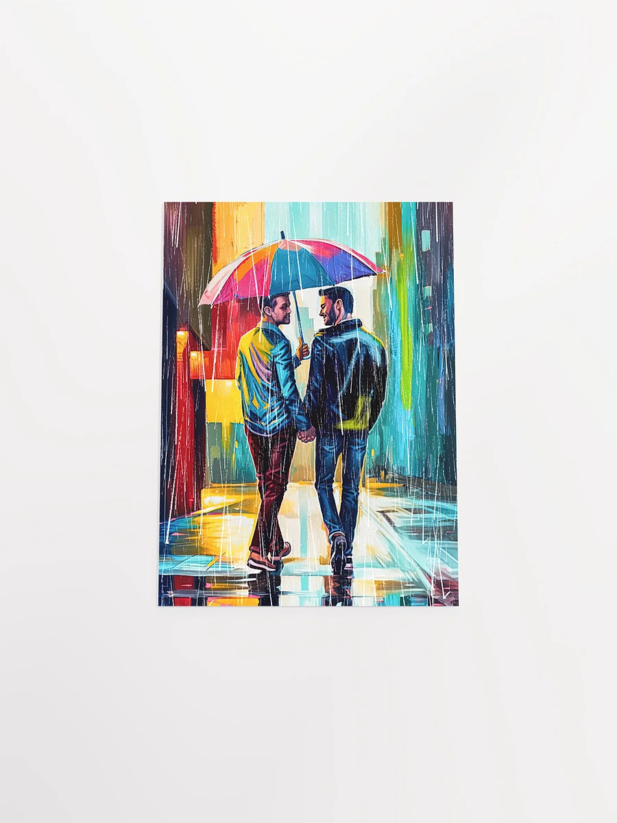 Gay Couple In The Rain – Colorful Two Hearts Matte Poster product image (4)