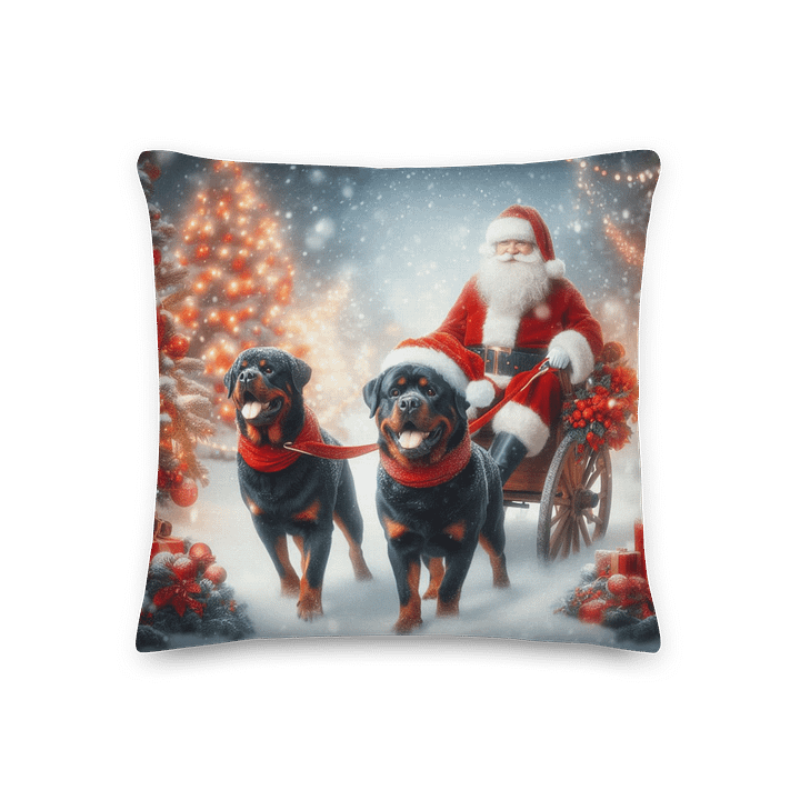 Santa's Sleigh Rottweiler Holiday Pillow product image (3)