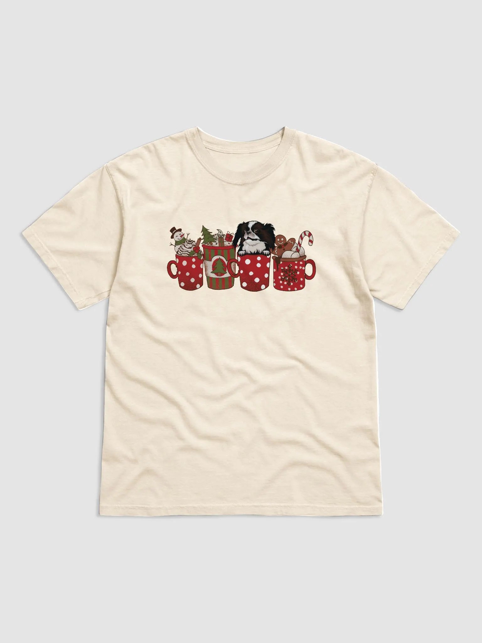 Cute Japanese Chin in a Christmas Cup T-Shirt | Funny Christmas Pup in a Cup product image (14)