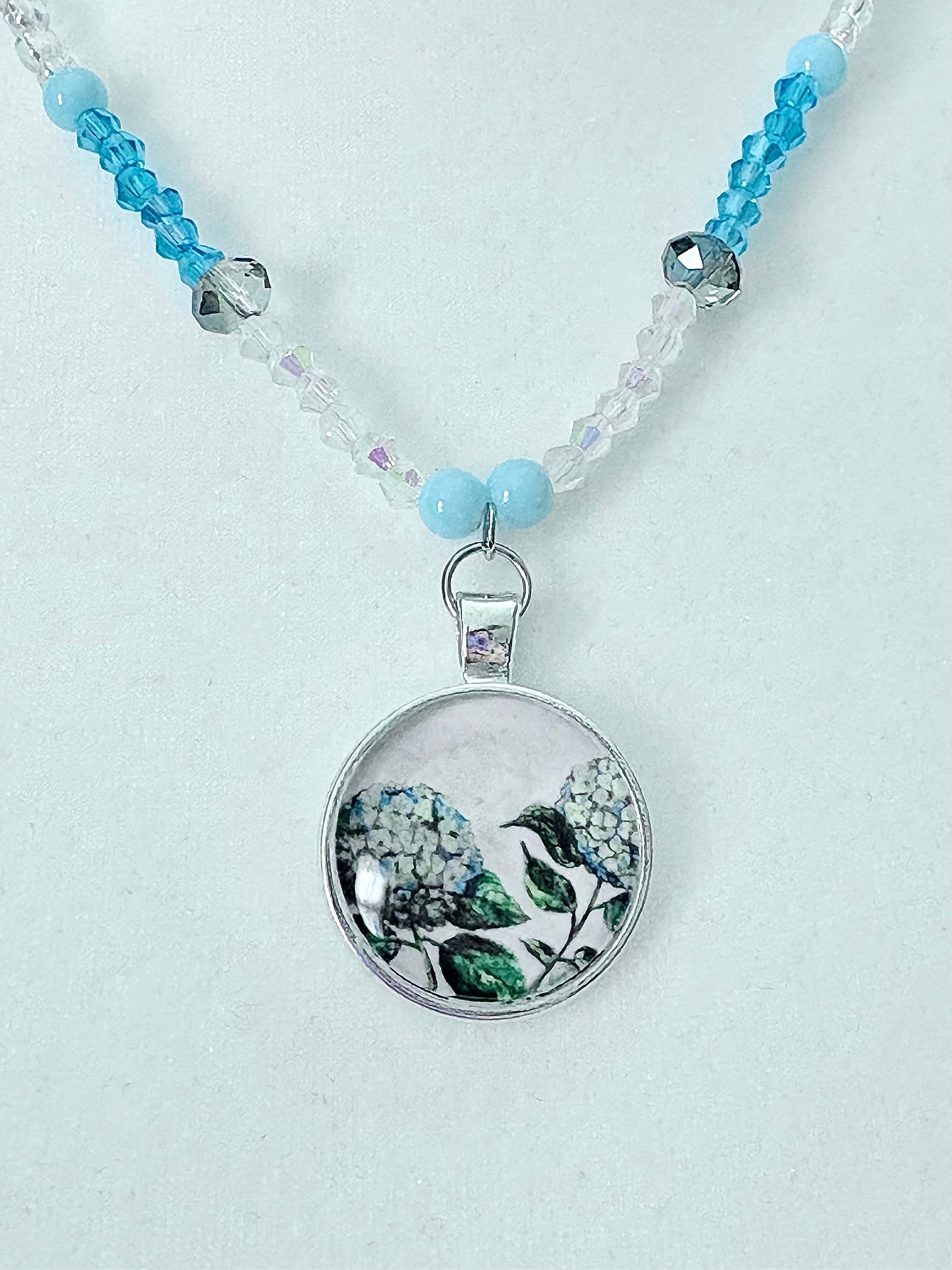 MFD-00041 | Hydrangea Print Pendant | Handmade & Fully Beaded Necklace | by Monique Faella Designs™ product image (1)