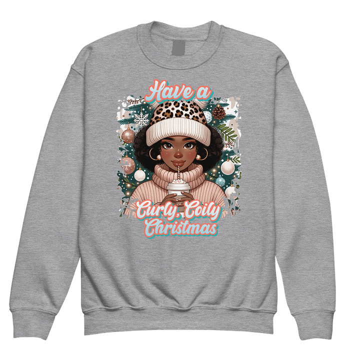 Curly, Coily, Christmas Sweater (Kids) product image (1)