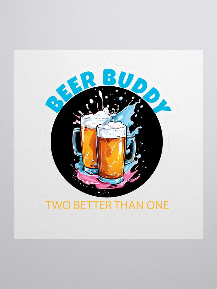 Beer Buddy Sticker | Fun Beer Lover Decal with Clinking Mugs and Foam Splash Design product image (1)