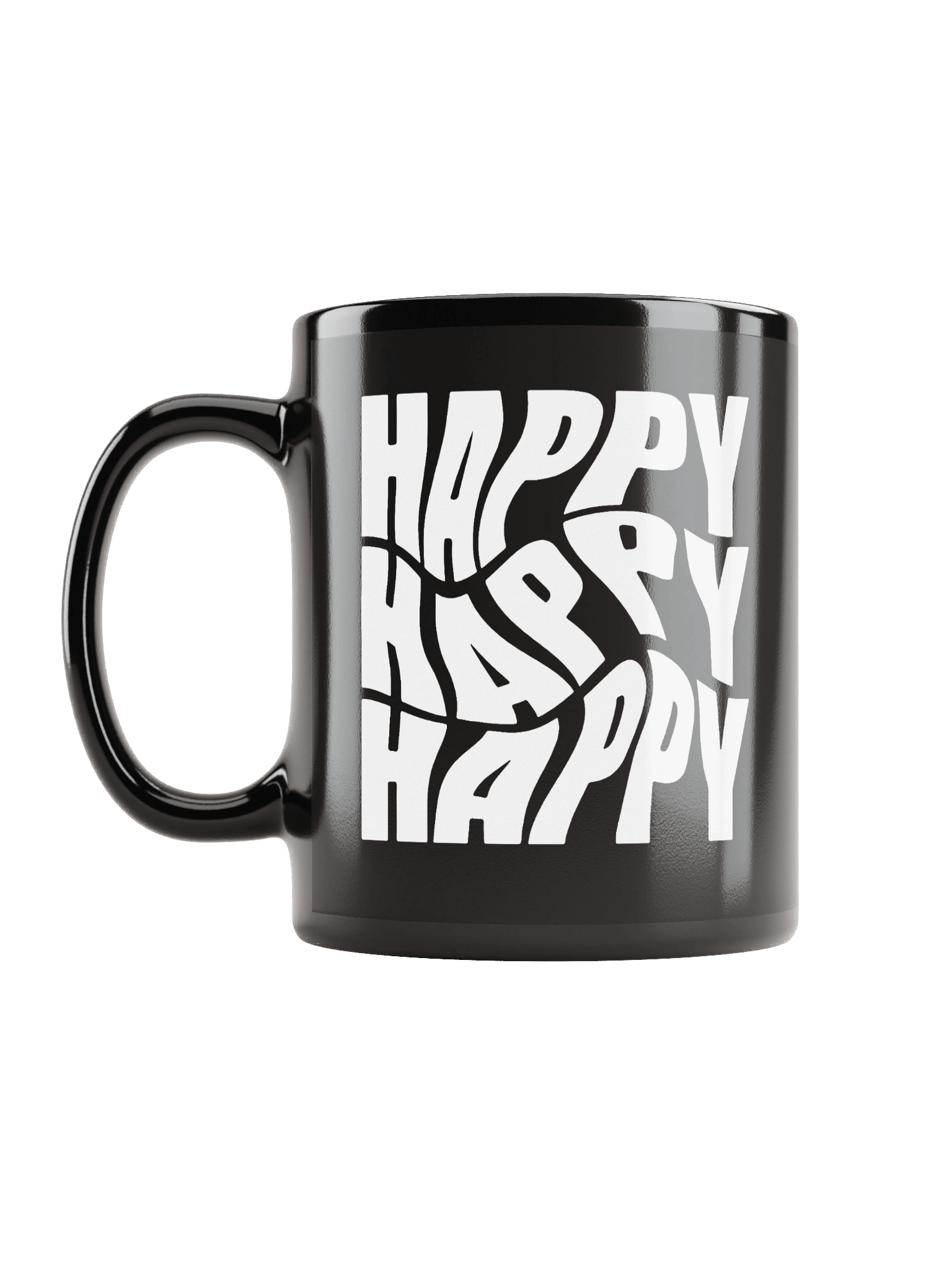 Happy Happy Happy Print Black Coffee Mug product image (2)