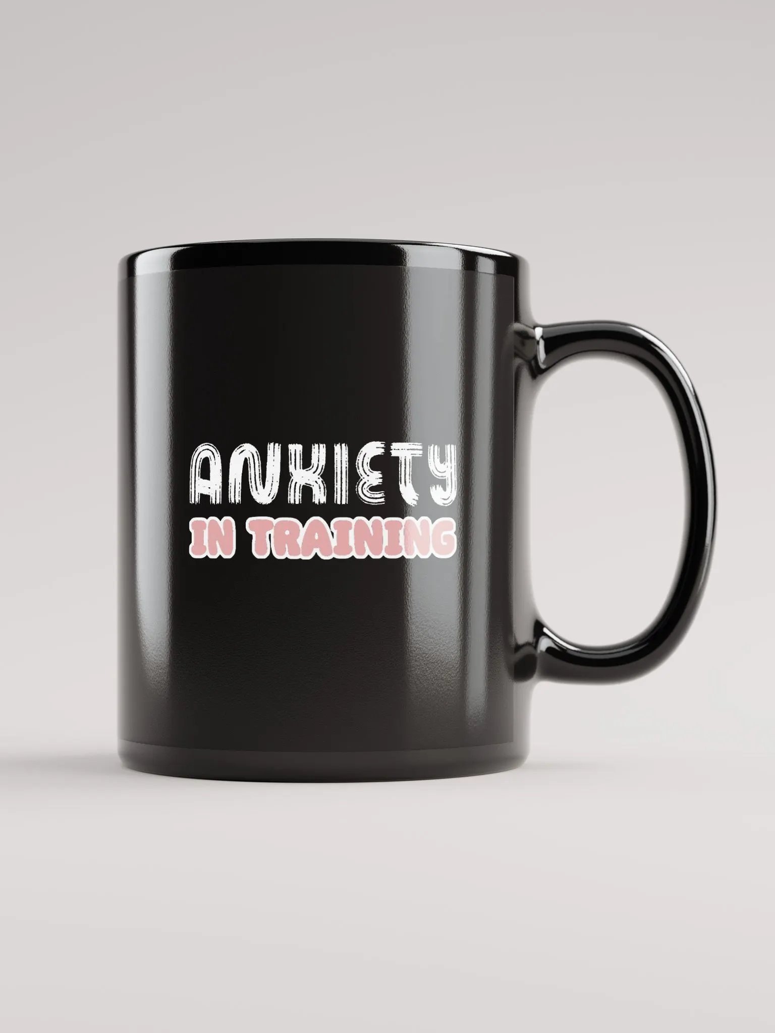 ANXIETY IN TRAINING Black Glossy Mug product image (1)