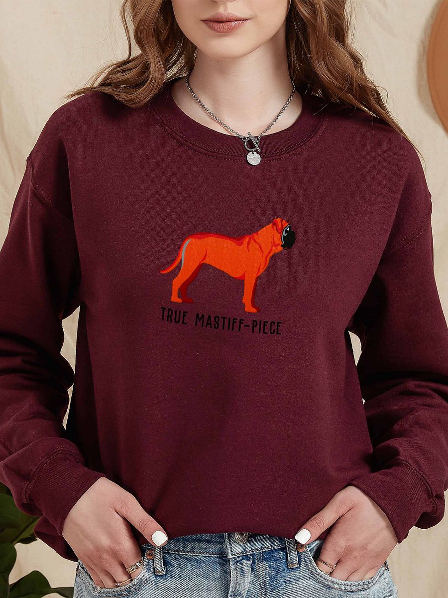 True Mastiff-Piece Sweatshirt (Embroidered) of an English Mastiff(Red) product image (2)
