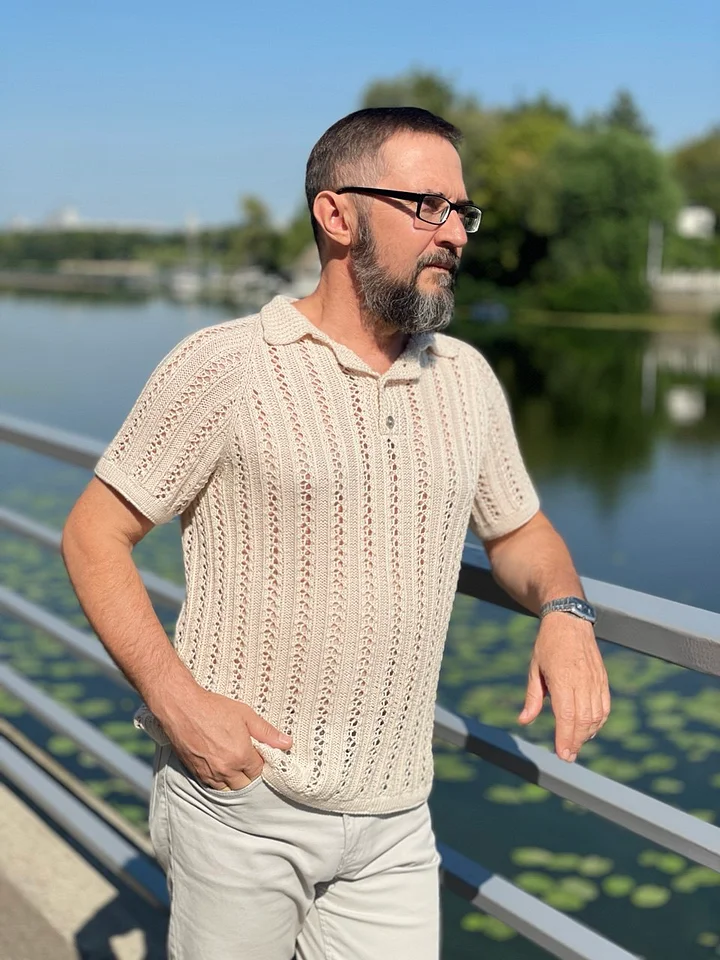 Схема вязания PDF: Вязаная Футболка-Поло спицами, летний топ Унисекс, цифровое описание product image (1)