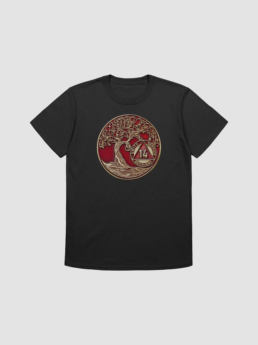Twisted Tree of Life 14th Year Sobriety Red Medallion T-Shirt product image (4)
